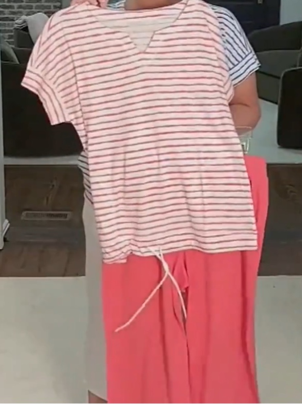 Belle by Kim Gravel Cape Cod Stripe Slub Knit Drawstring Top
Coral Rose Size 1X